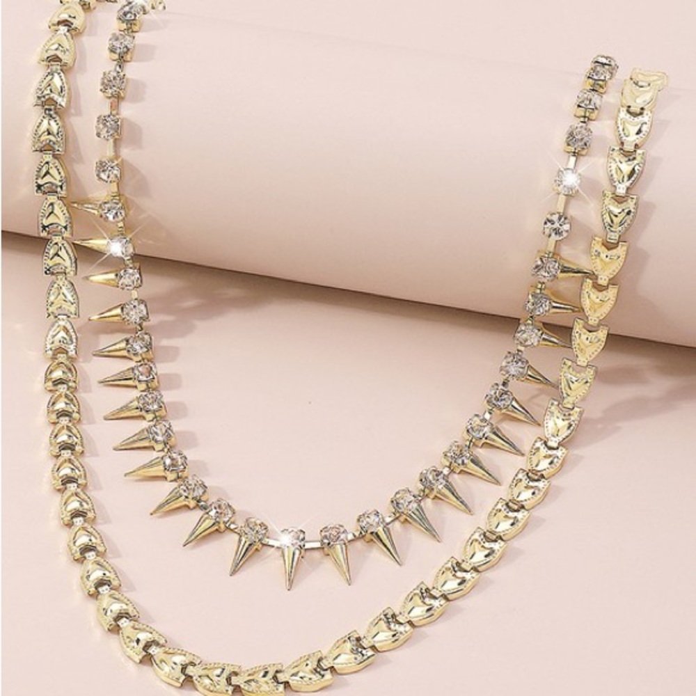 Rivet Rhinestone Necklace - Picture 2 of 3